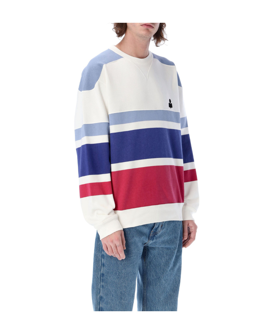 Isabel Marant Color Block Cotton Crewneck Sweatshirt In Blue