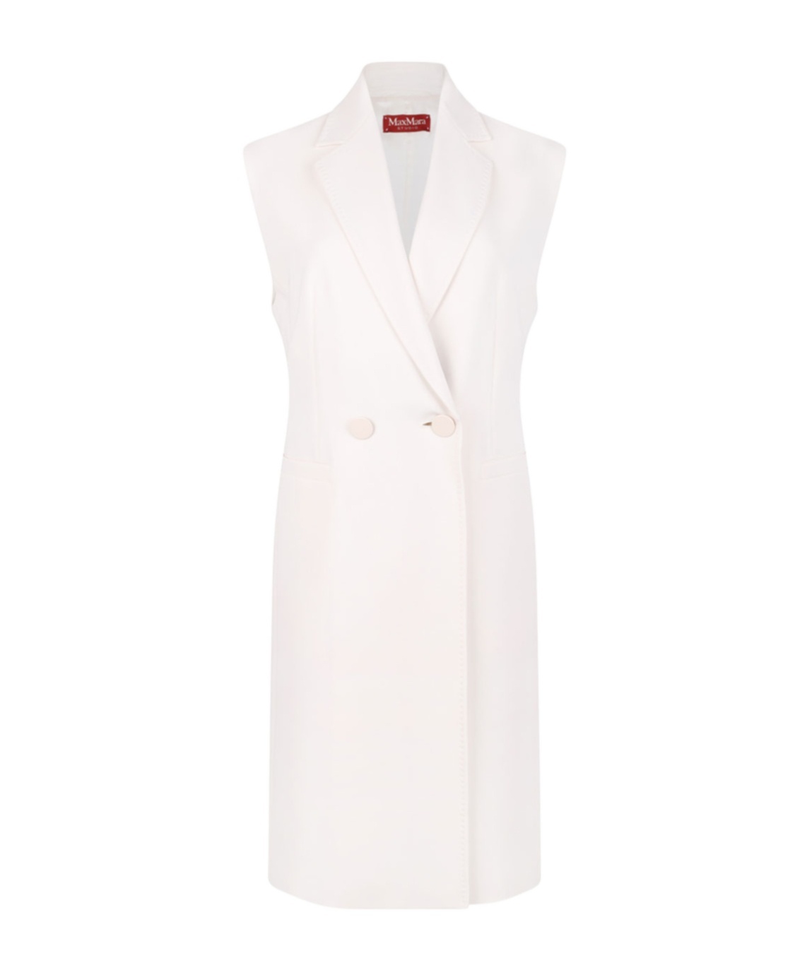 Max Mara Studio Zena Double Breasted Sleeveless Gilet In Metallic