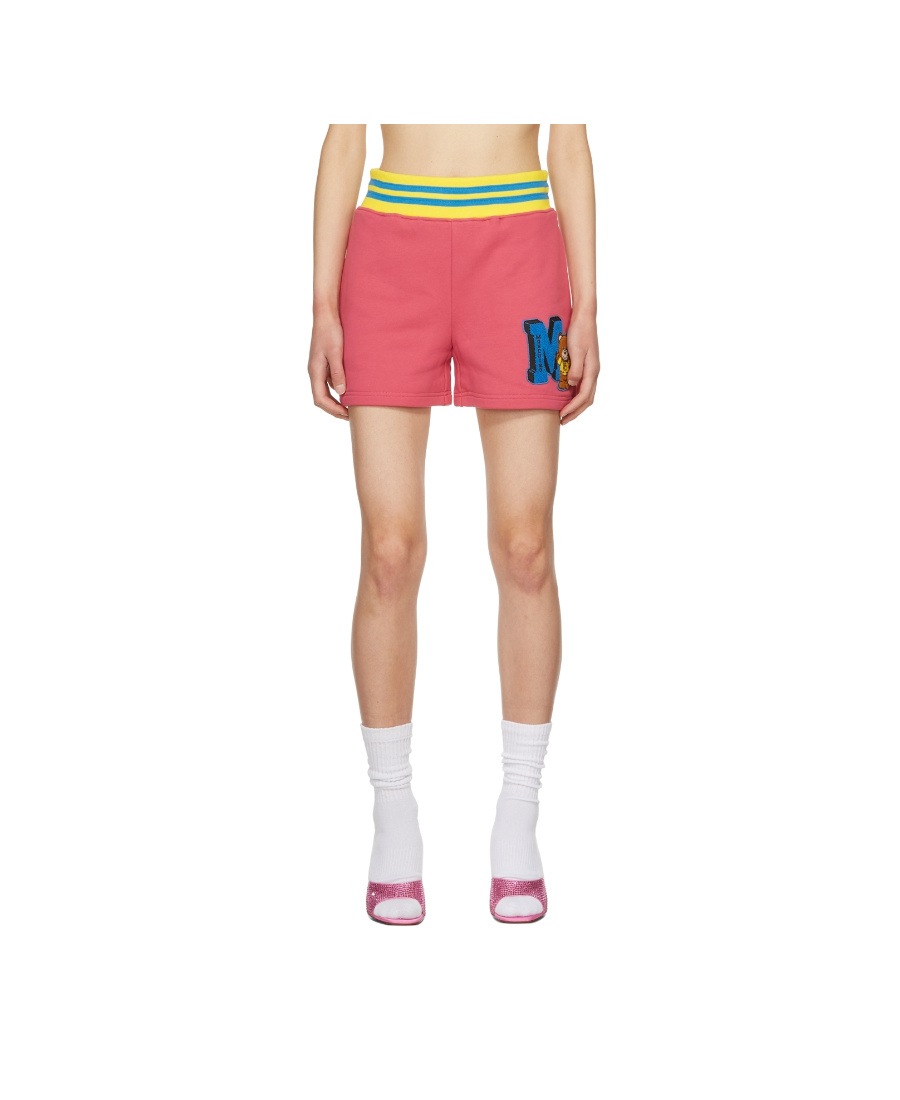 Moschino Cotton Shorts With Stretch Waistband And Striped Detail In Multicolor