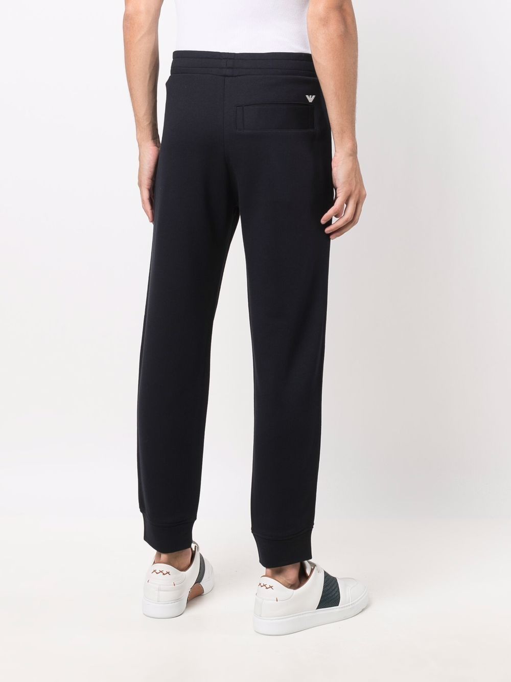 Emporio Armani Logo-embroidered Stretch-cotton Track Pants In Black