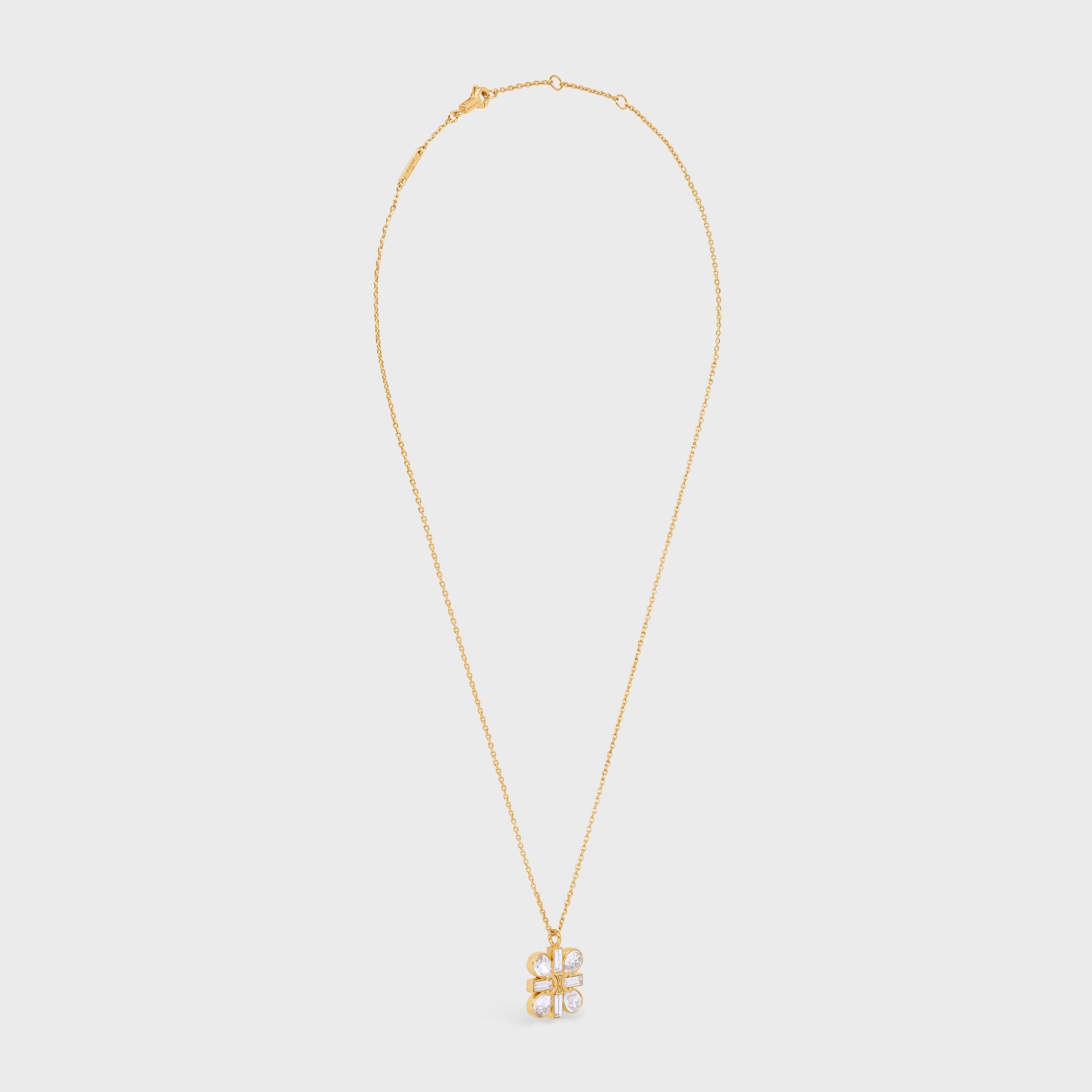 Celine Daisy Necklace In Strass And Brass With Gold Finish In Gold