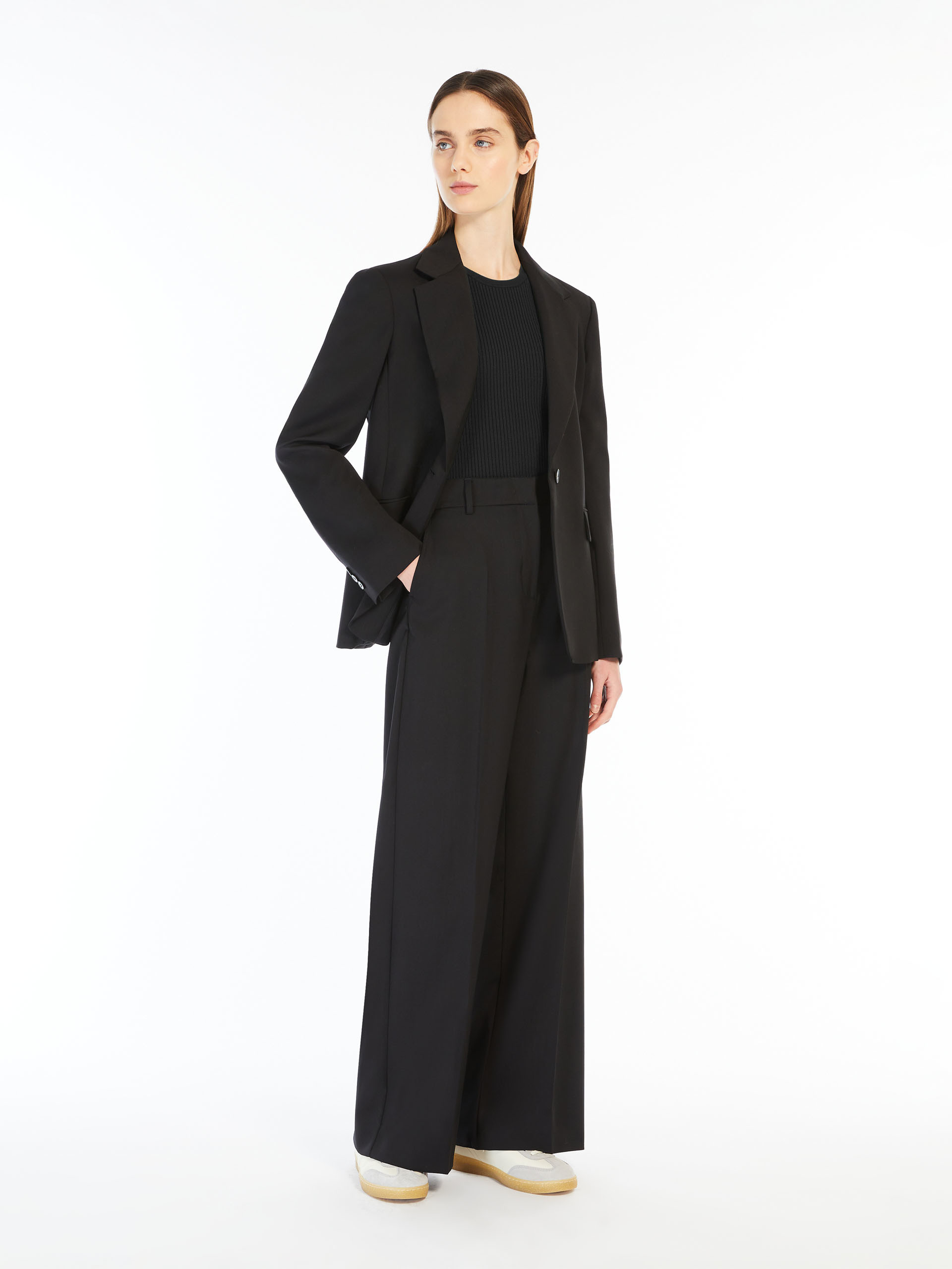 Weekend Max Mara Belt And Loop Wide-leg Pants In Black