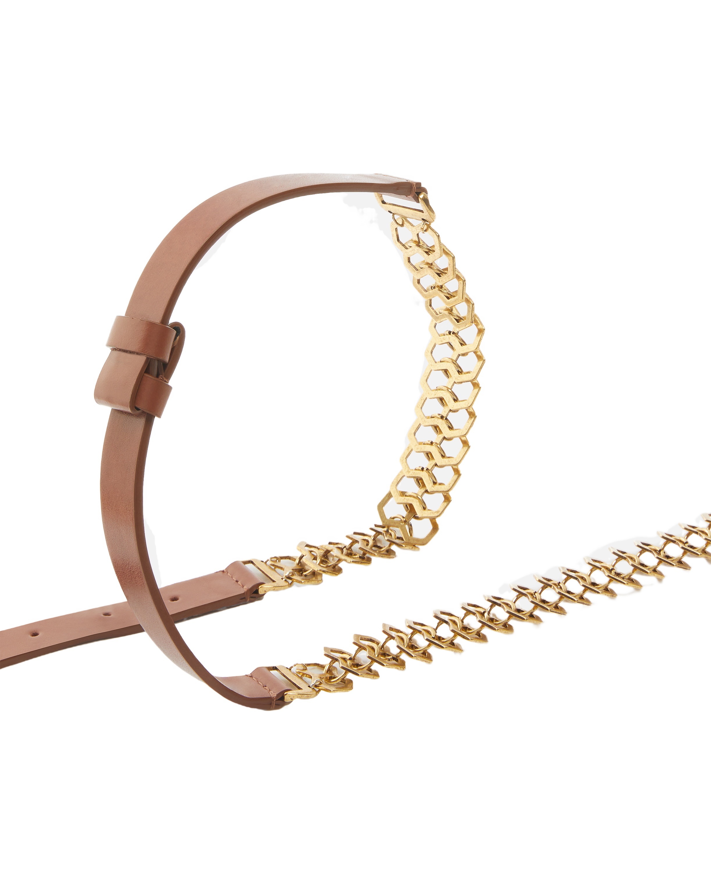 Pinko Belt With Chain Insert, 2 Cm In Brown