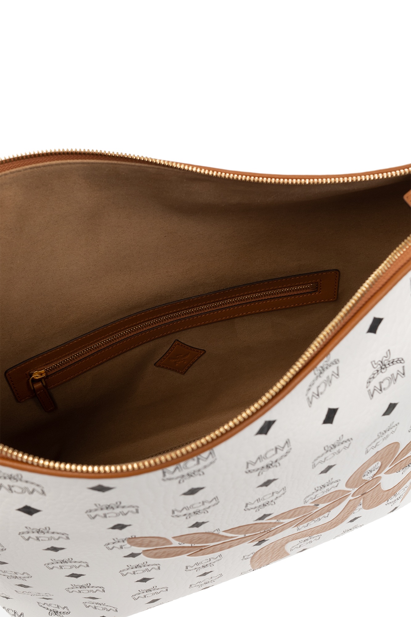 Mcm Logo Shoulder Bag In White