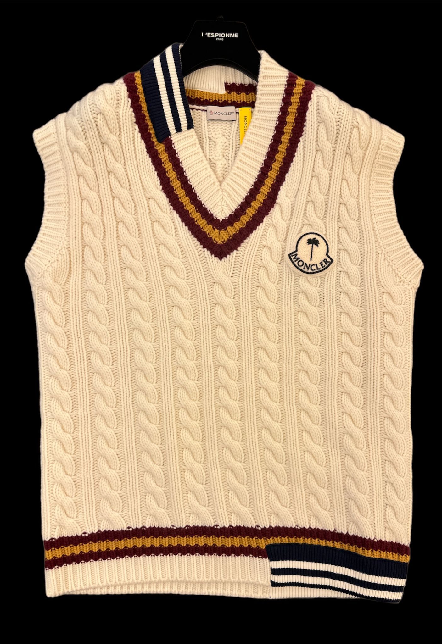 Shop Moncler Wool V-neck Gilet In White