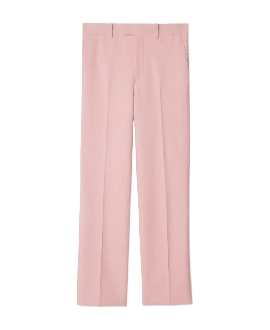 Burberry Pressed-crease Wool Tailored Trousers In Pink