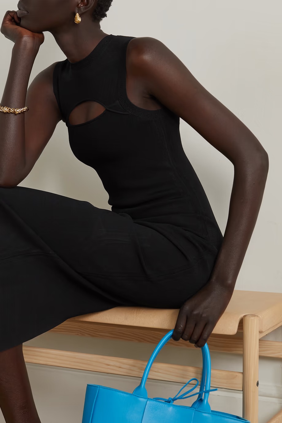 Shop Victoria Beckham Vb Body Cut-cut Knitted Dress In Black