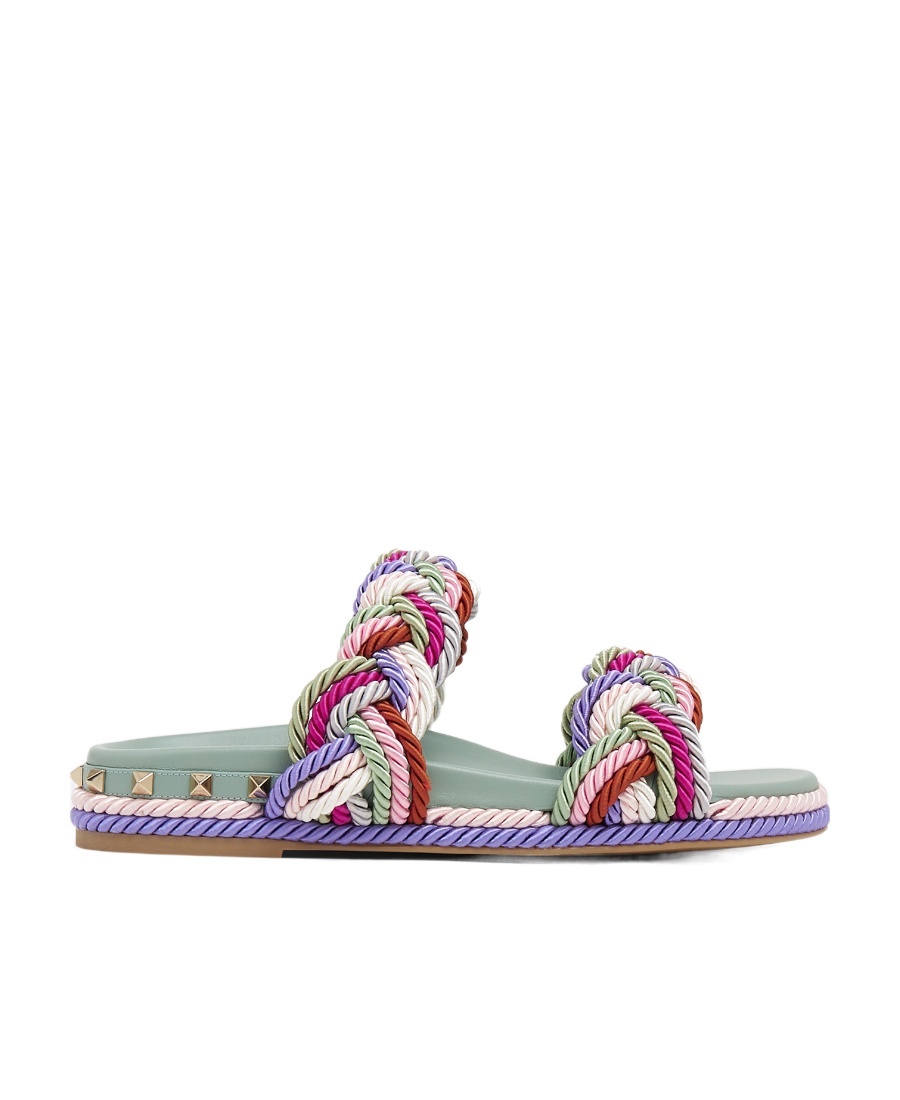 Valentino Colour-block Braided-strap Sandals In Multicolor