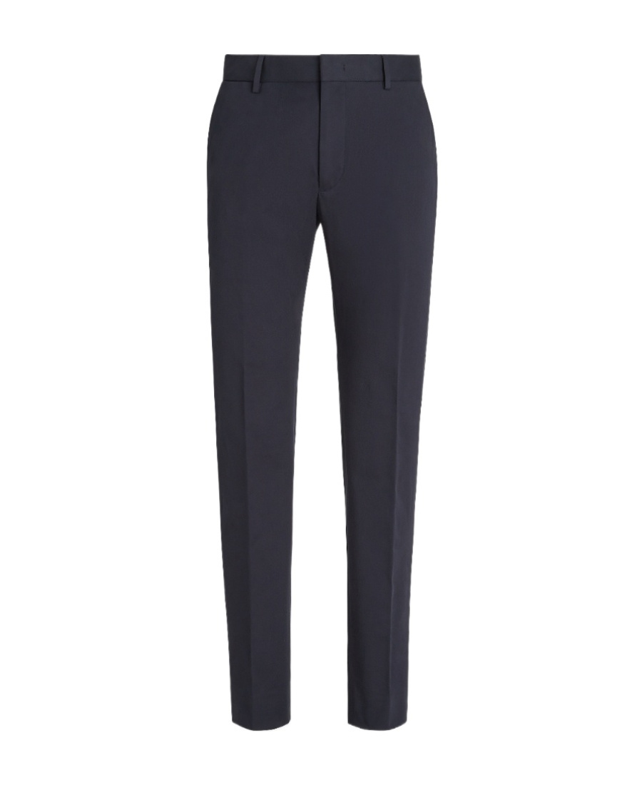 Shop Zegna Straight-leg Cotton Trousers In Black