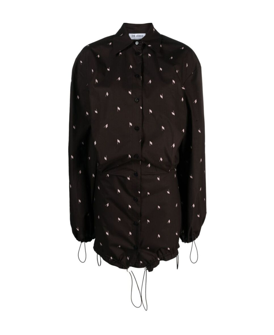 Attico Logo-print Cotton Shirt Dress In Black