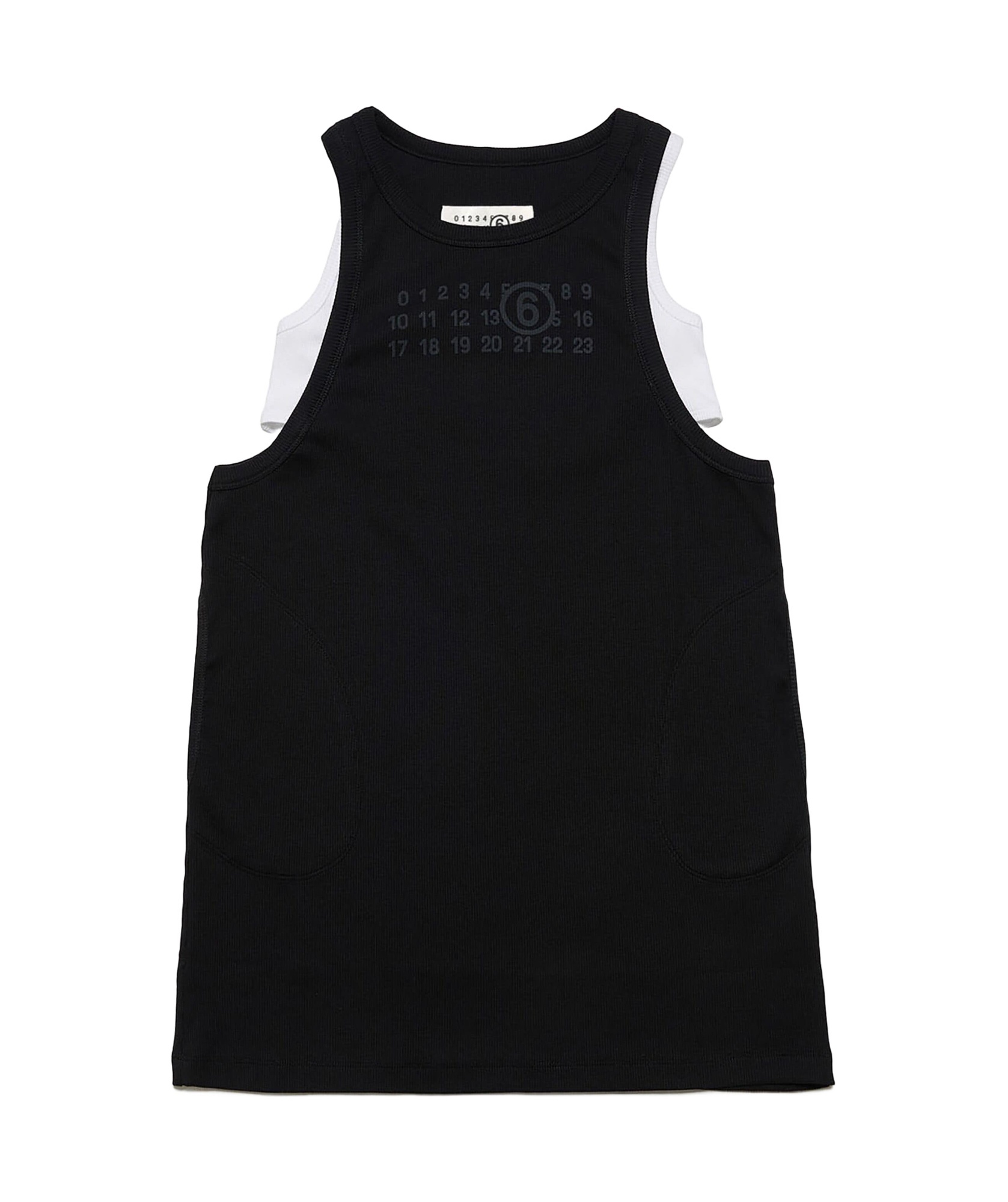 Mm6 Maison Margiela Sleeveless Ribbed Cotton Logo Dress In Black