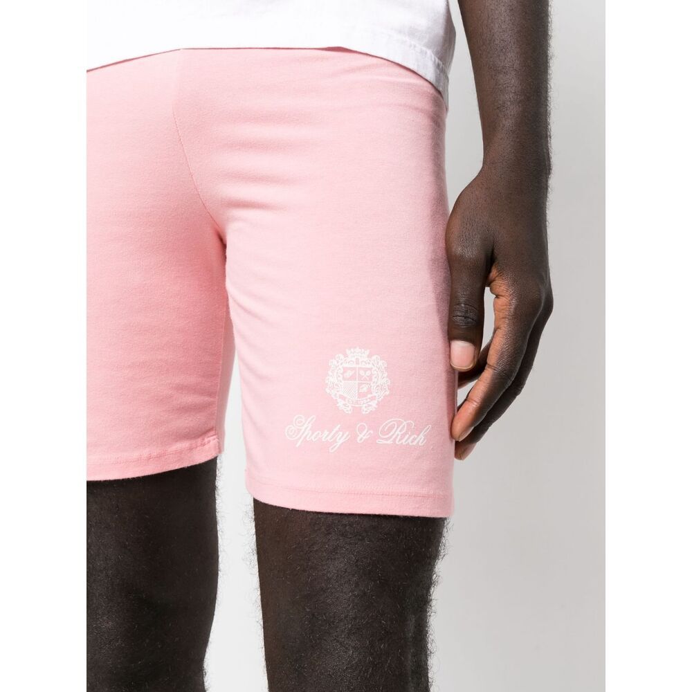 Shop Sporty And Rich Logo Riding Shorts In Pink