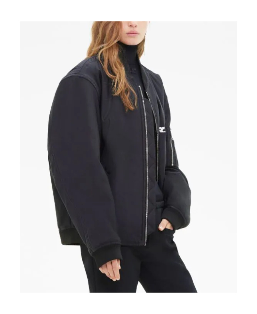 Courrèges Logo-embroidered Bomber Jacket In Black