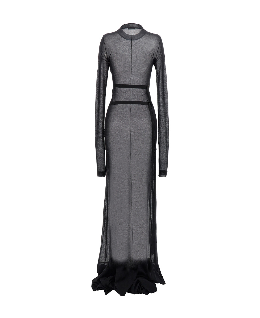 Ann Demeulemeester Long Sleeved Crewneck Maxi Dress In Black