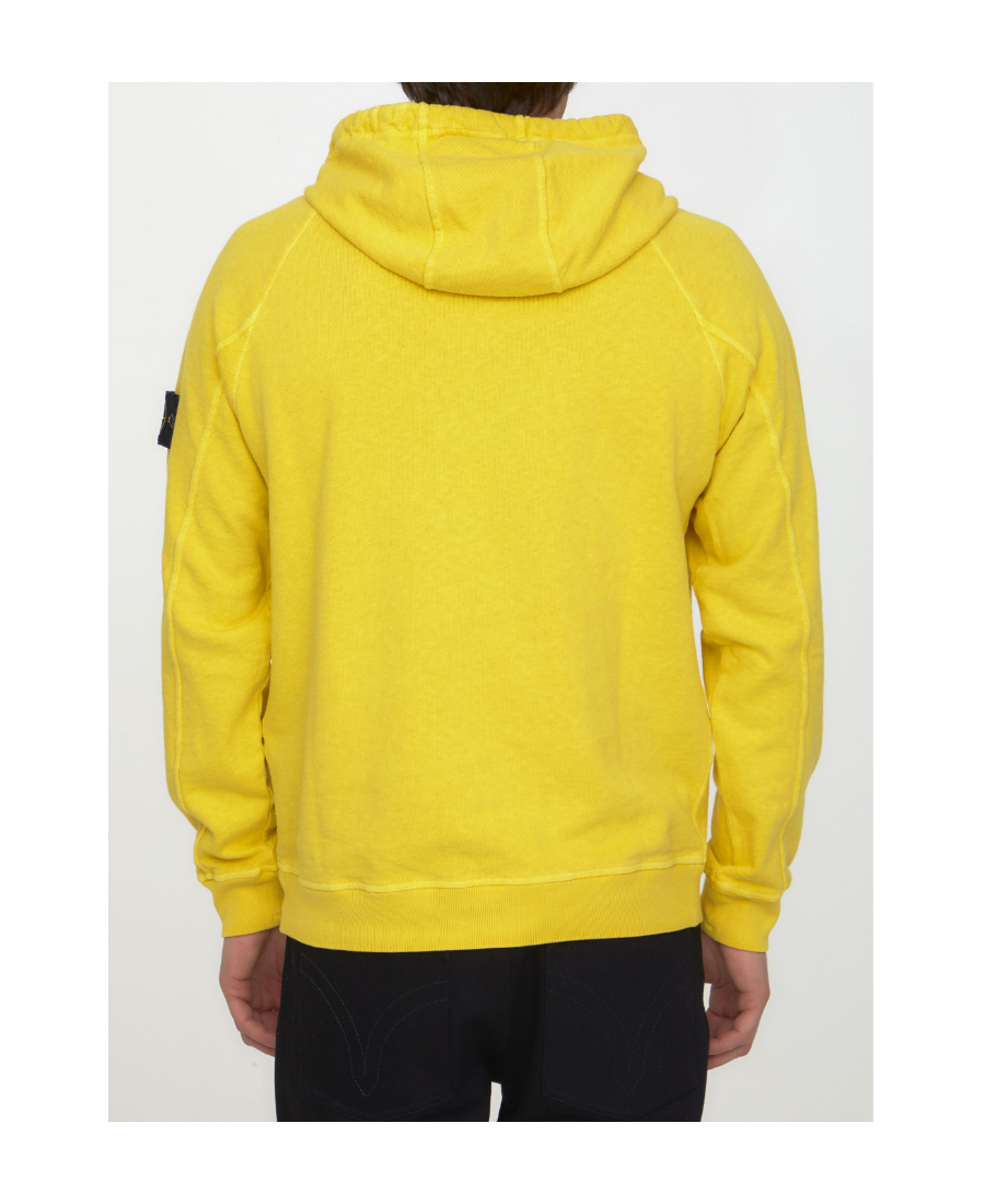 Stone Island Compass-patch Pullover Hoodie In Yellow