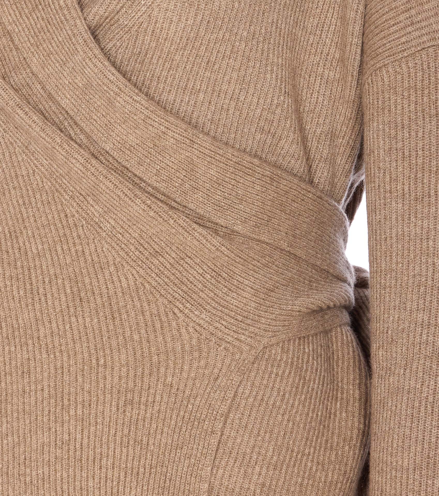 Uma Wang Wrap Cardigan With Belted Waist And Bow In Brown
