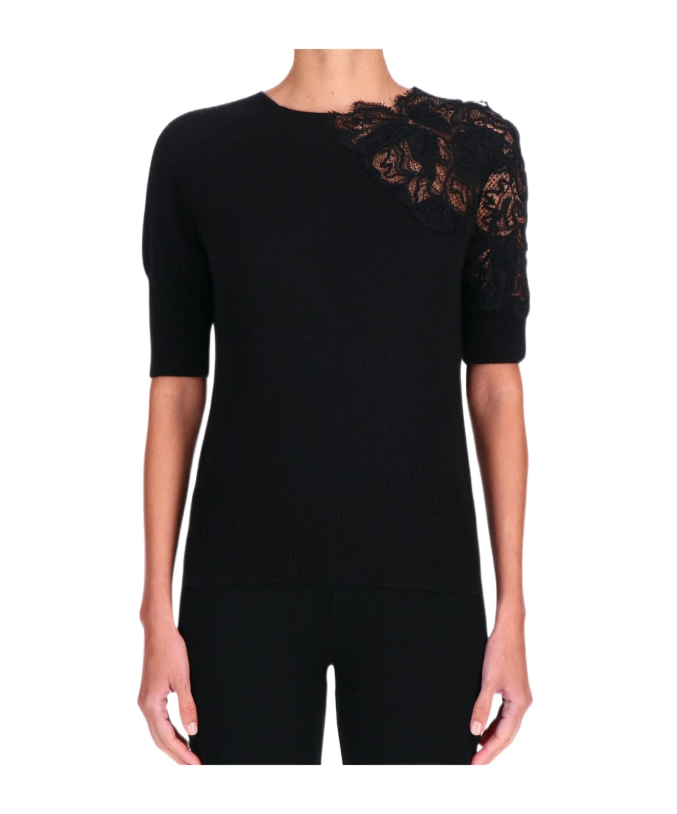 Ermanno Scervino Round Neck Sweater In Black