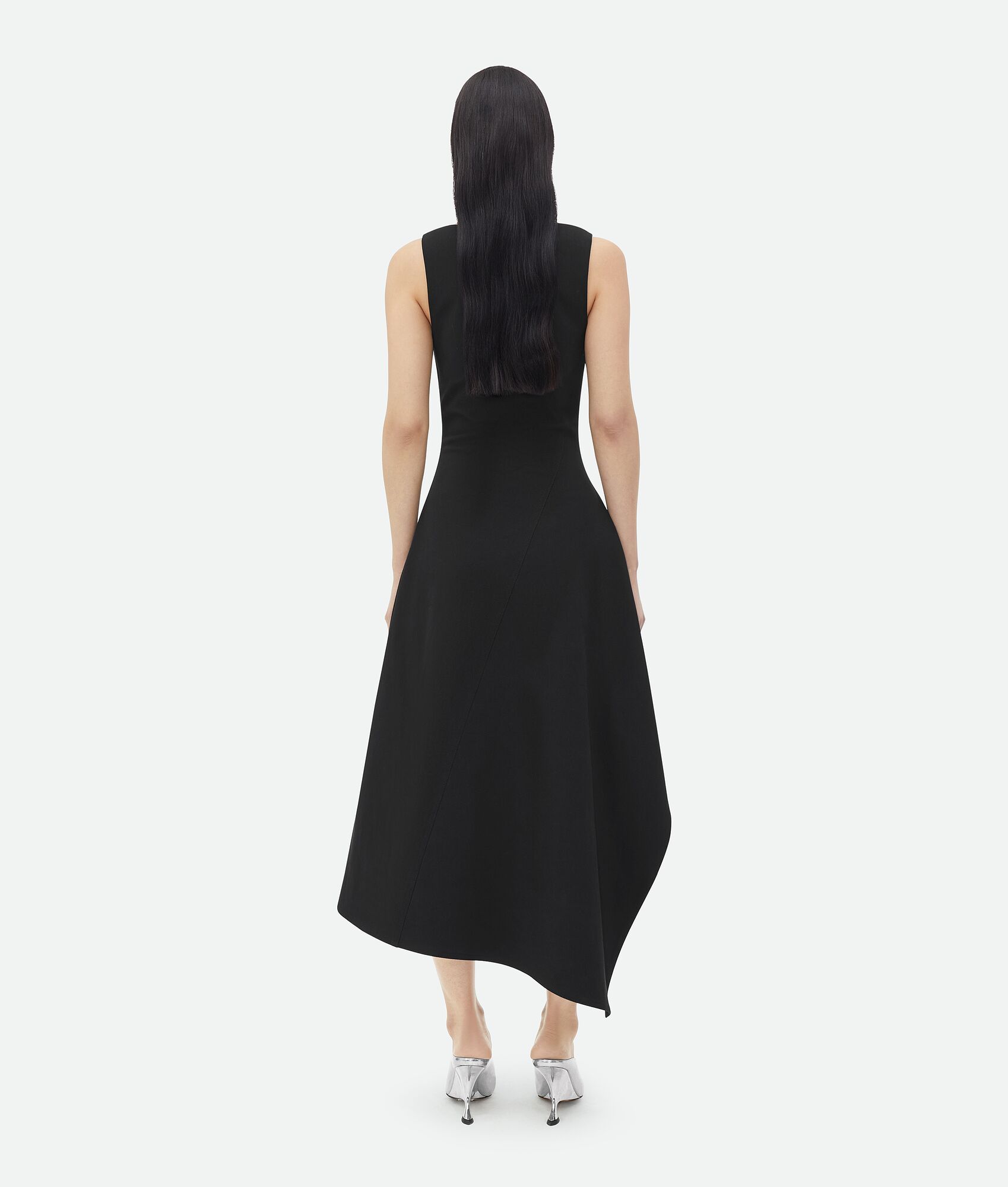 Shop Bottega Veneta Asymmetric Flared Midi Dress In Black