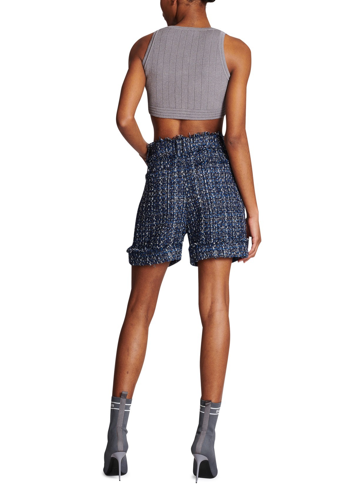 BALMAIN TWEED HIGH-RISE SHORTS