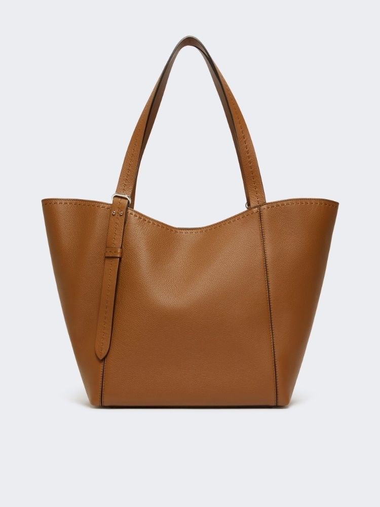 Max Mara Archetipo Leather Tote In Brown
