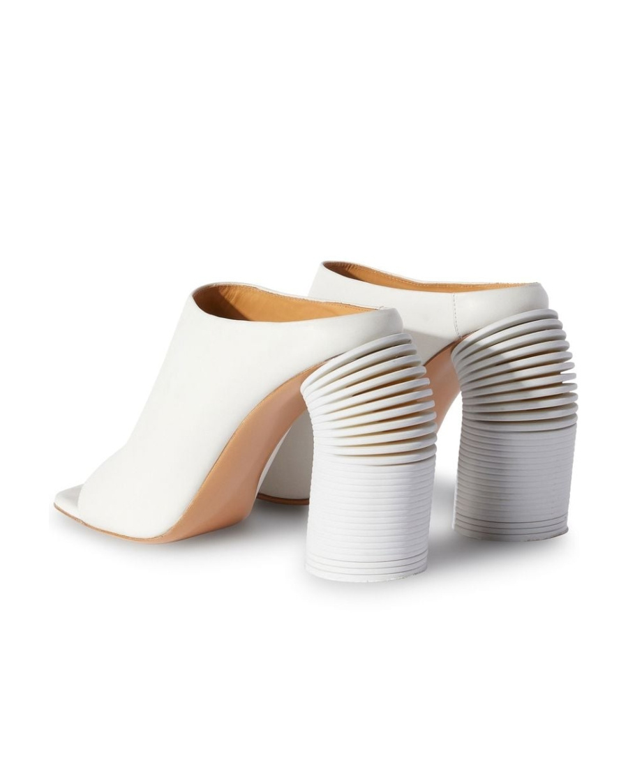 Off-white High-heel Leather Mules In White