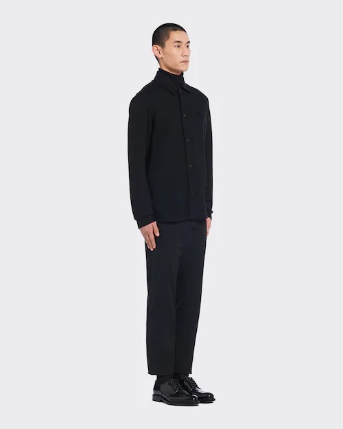 Prada Button-up Long-sleeve Shirt In Black