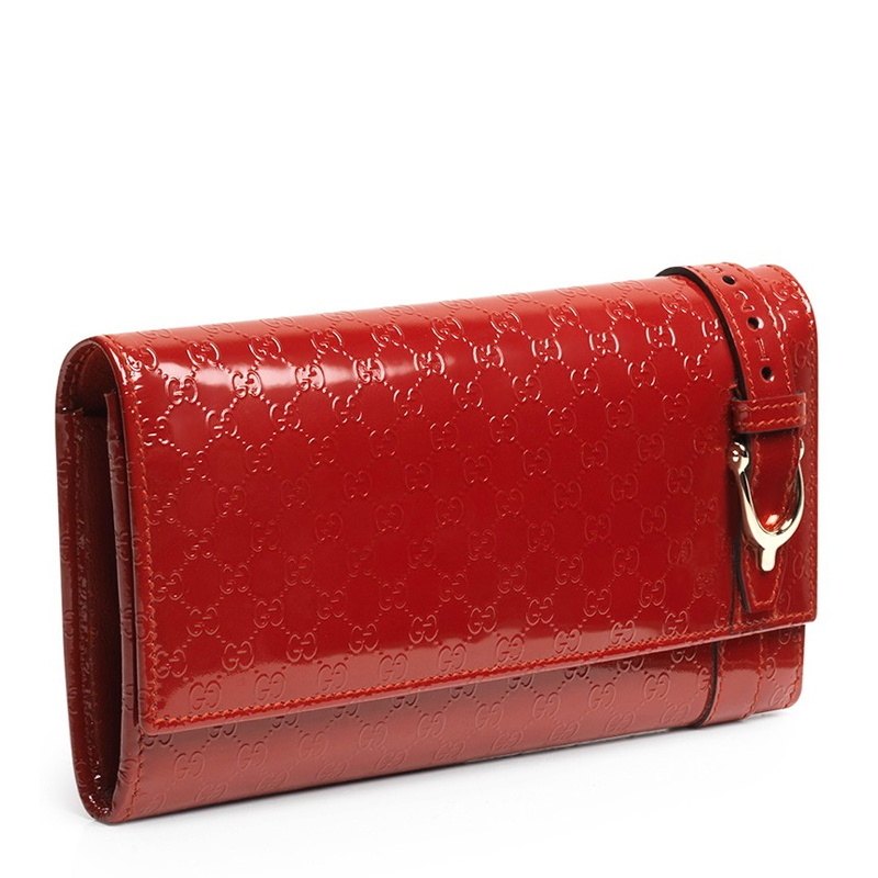 Gucci Logo Details Long Wallet In Red