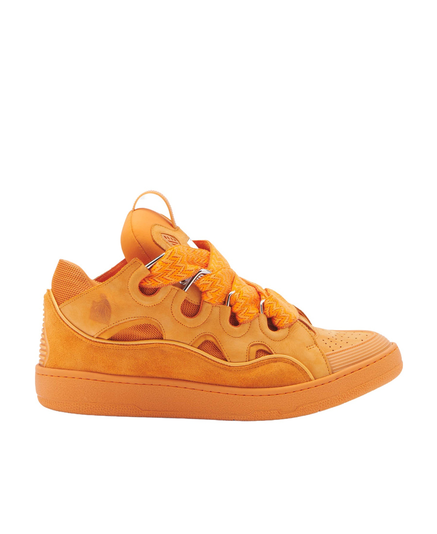 Lanvin Leather Curb Sneakers For Male In Orange