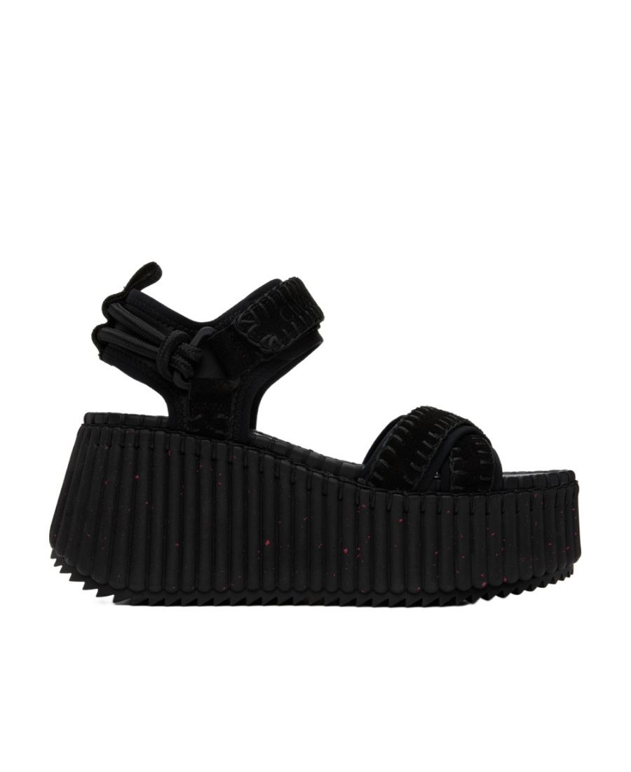 Chloé + Net Sustain Nama Suede And Leather Platform Sandals In Black