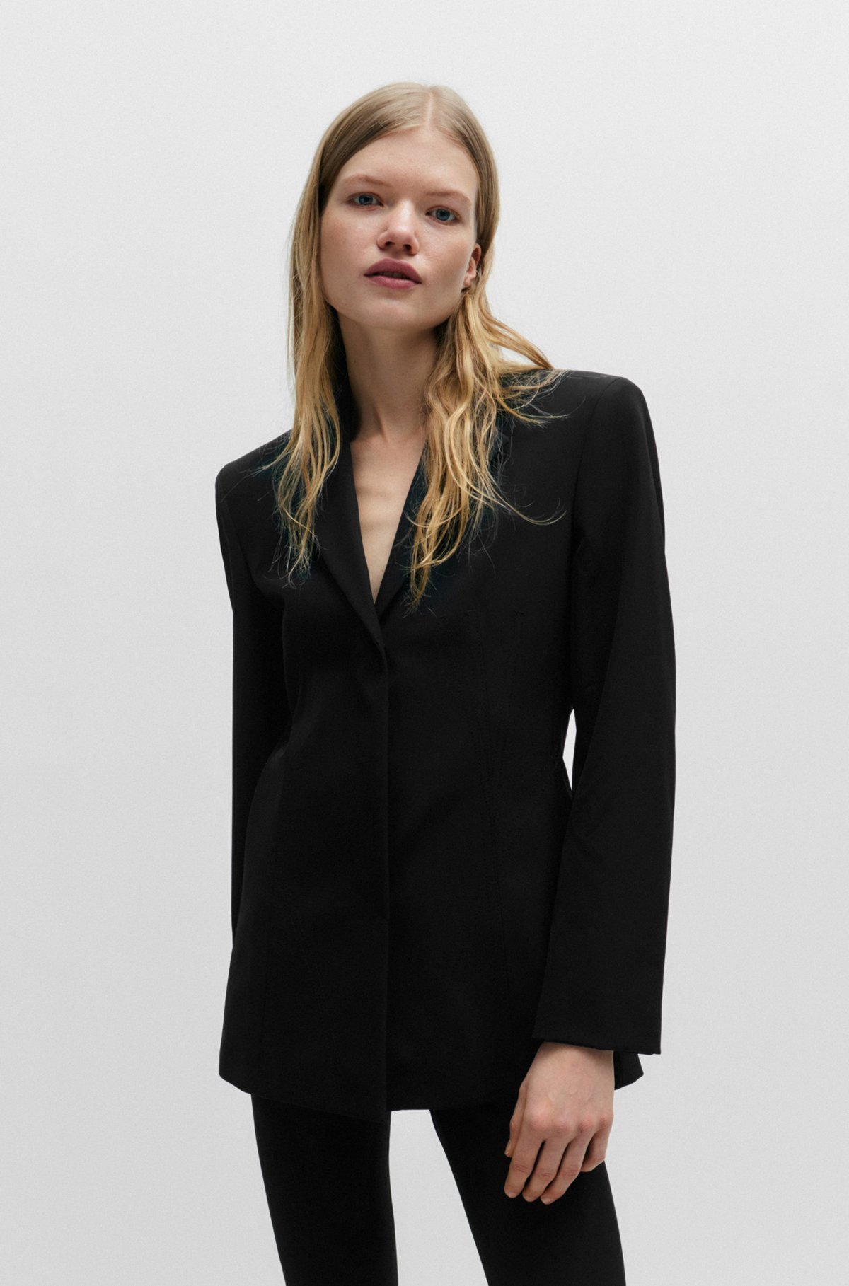Hugo Boss Regular-fit Jacket In Super-stretch Material In Black