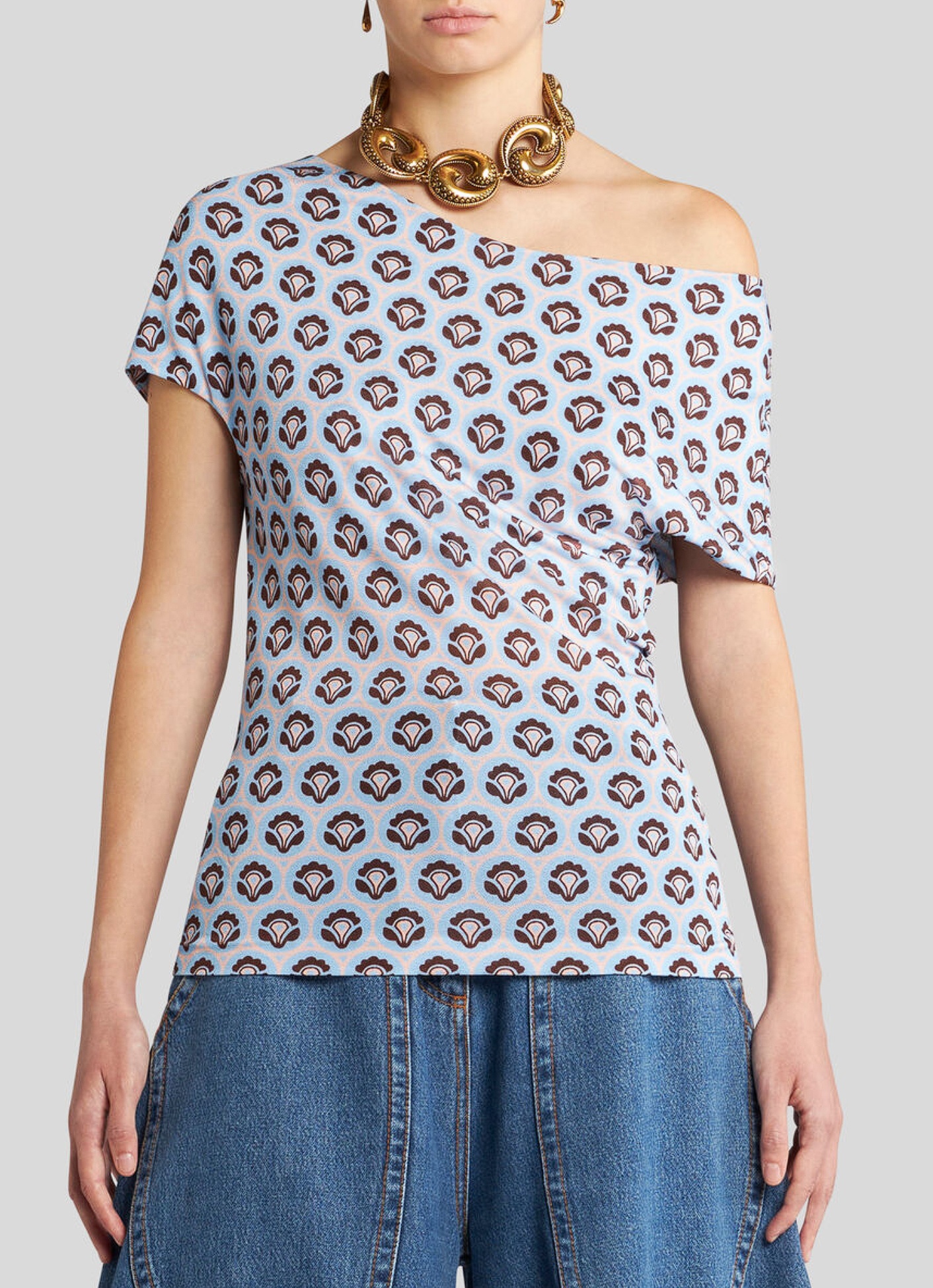 Etro Abstract-print Asymmetric Top In Multicolor