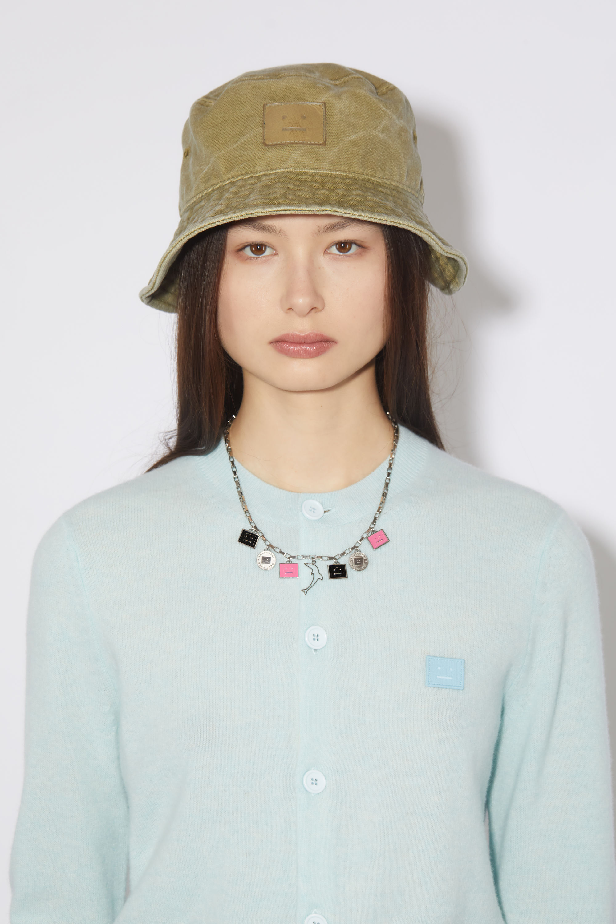 Acne Studios Face-plaque Cable-link Necklace In White