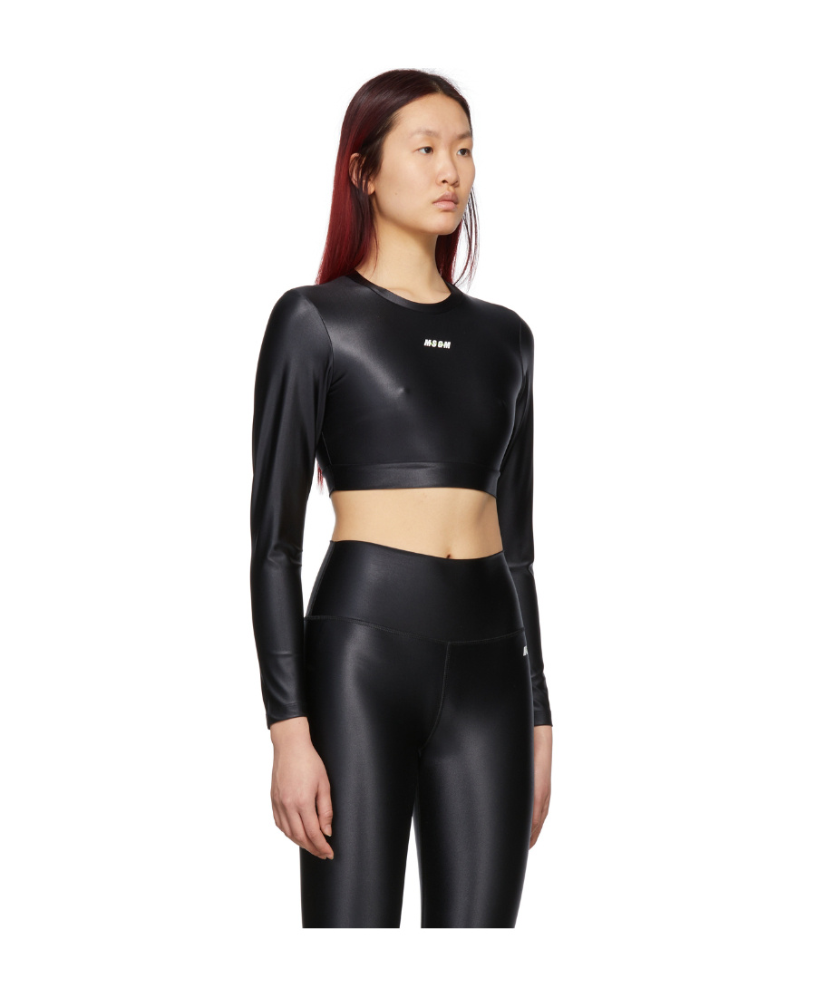 Msgm Black Micro Logo Sport Top In Black