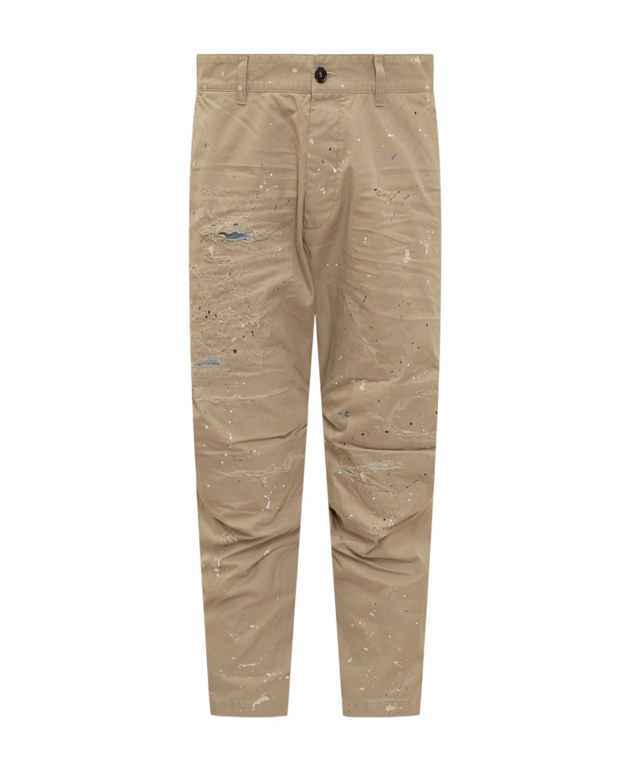 Dsquared2 Distressed-effect Cotton Cropped Trousers In Nude