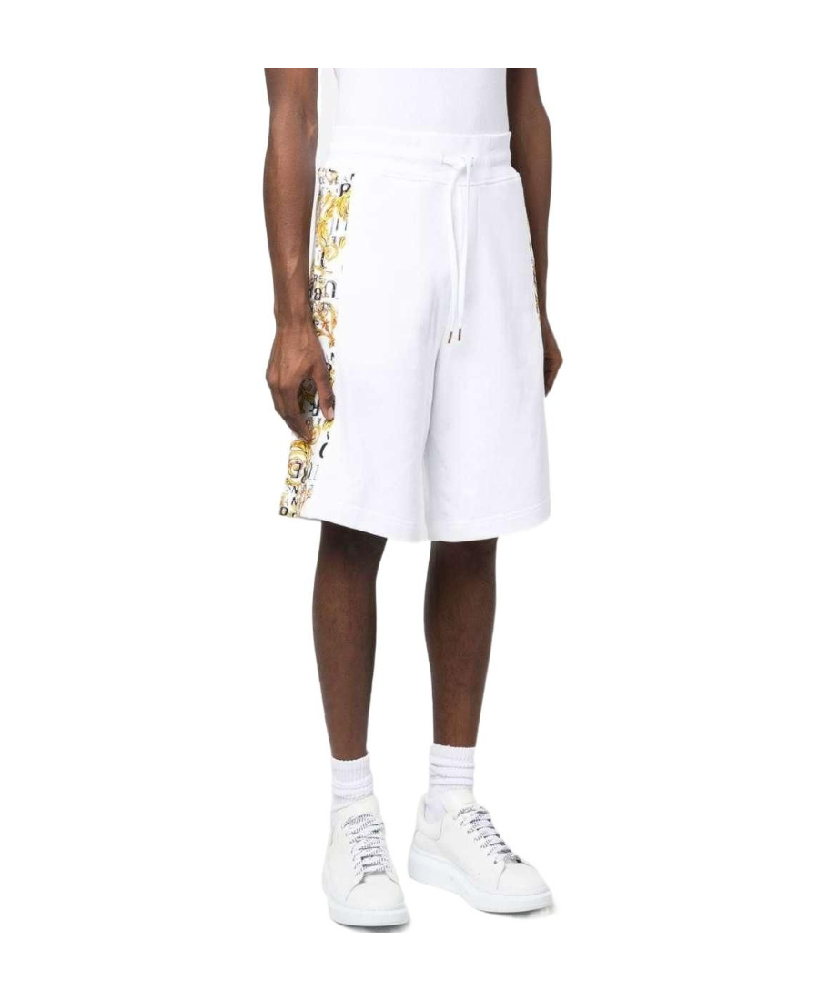 Versace Jeans Couture Watercolour Couture Drawstring Shorts In White
