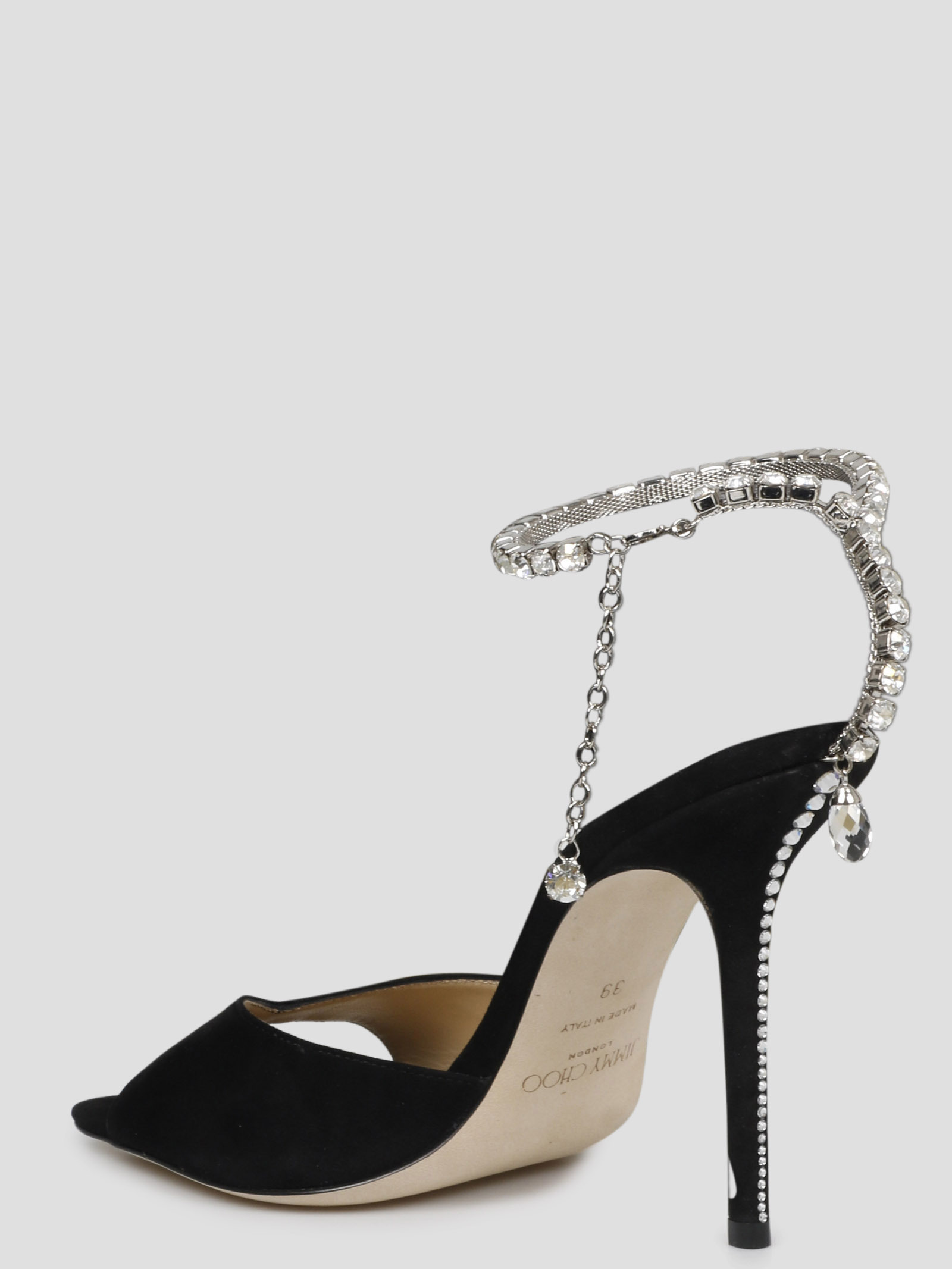 Jimmy Choo Saeda 100 Suede Leather Sand In Black