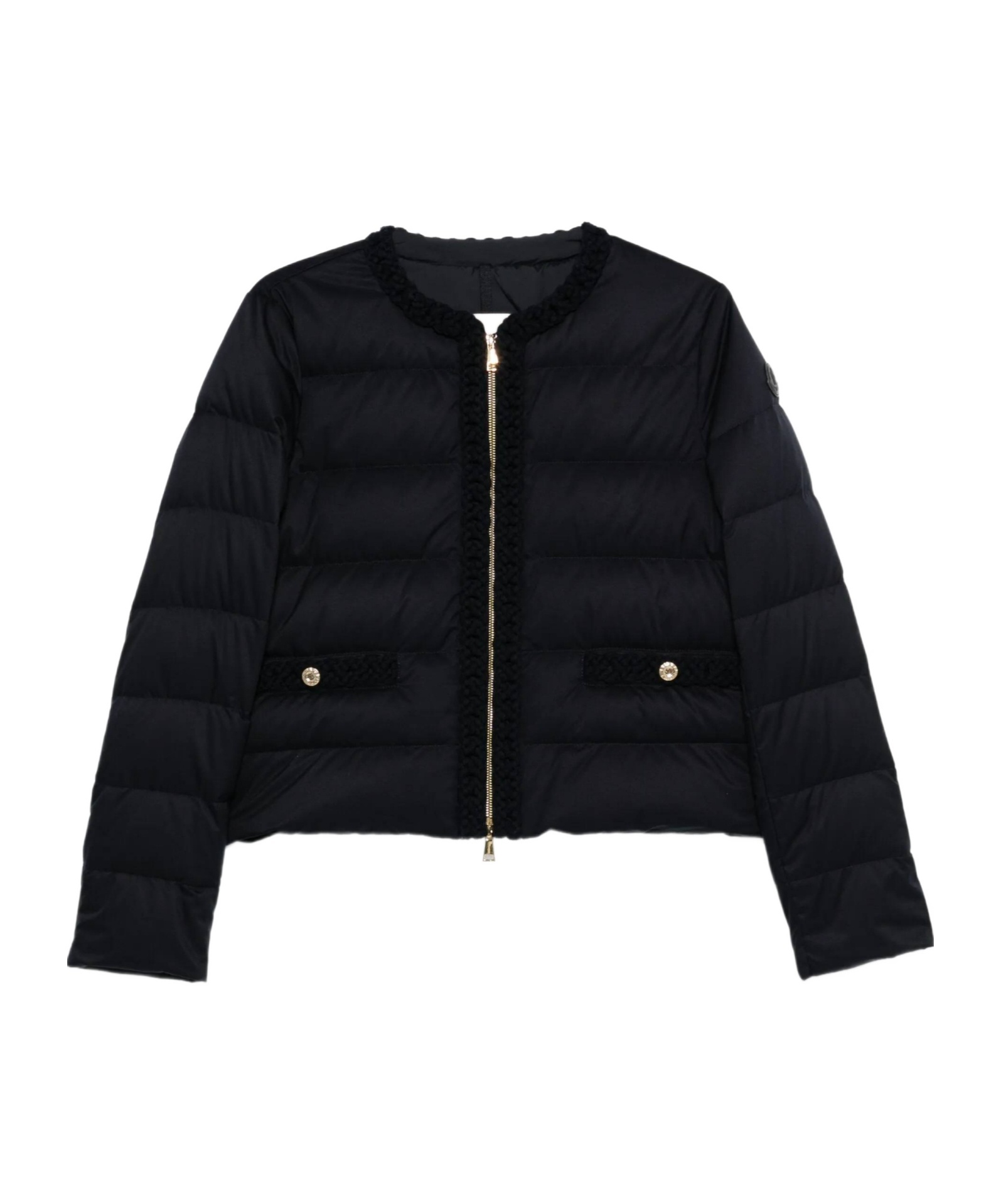 Moncler Quilted-trimmed Down Jacket In Blue