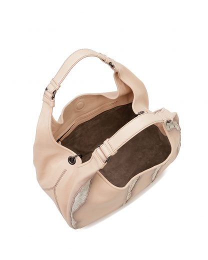 Bottega Veneta Logo Handbag In Nude