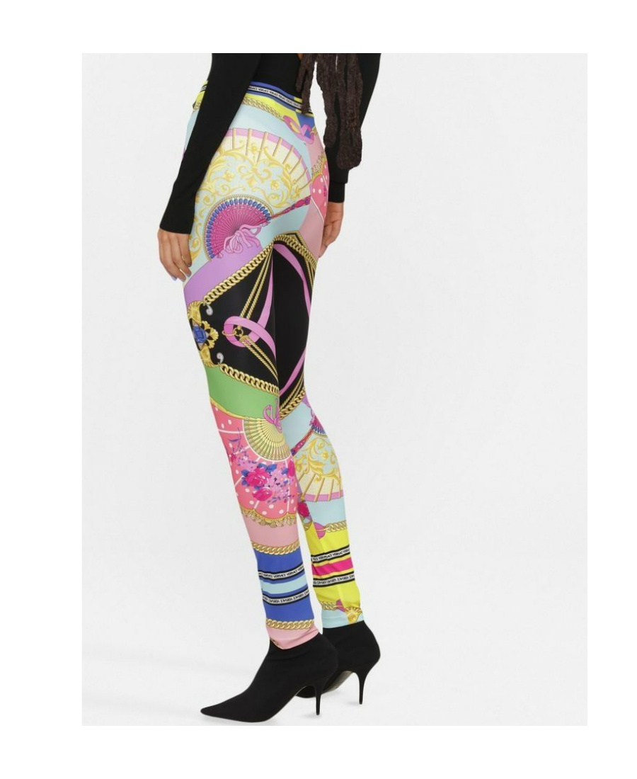 Versace All-over Graphic-print Leggings In Multicolor