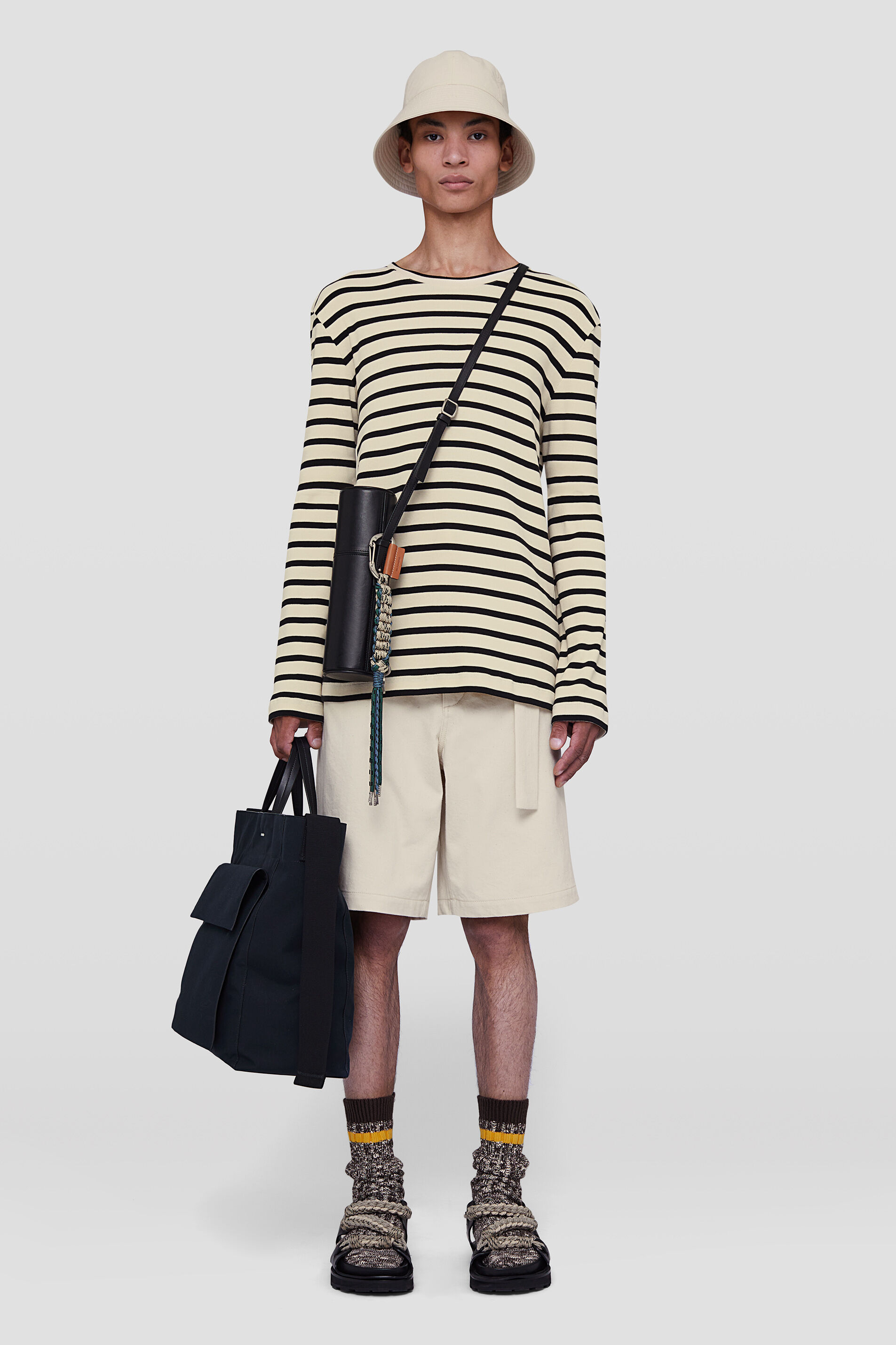 Jil Sander Horizontal Stripe-print Sweatshirt In Nude