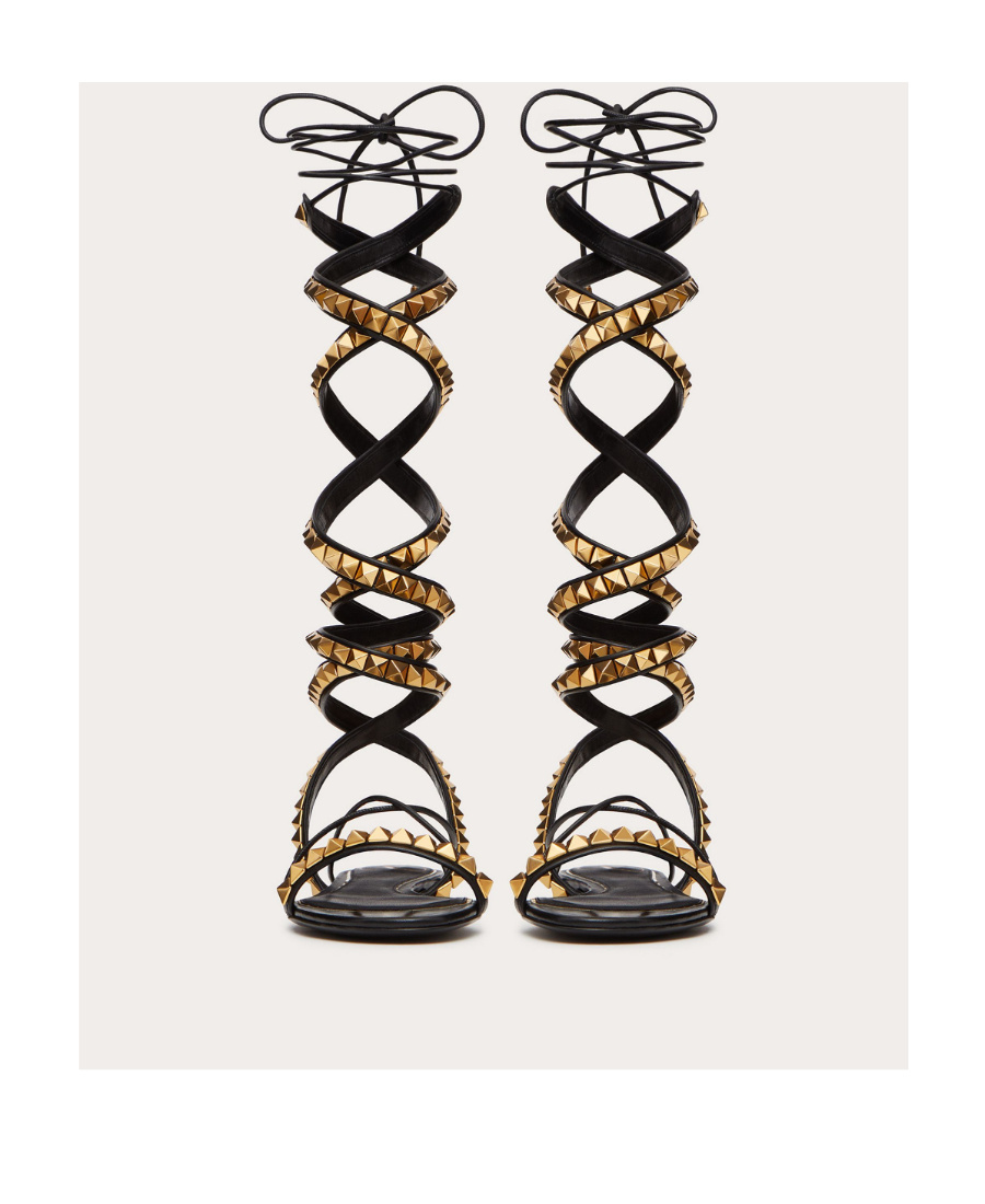 Valentino No Limit Rivet Flat Sandals In Black