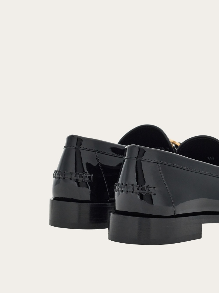 Shop Ferragamo Salvatore Gancini Ornament Moccasins In Black