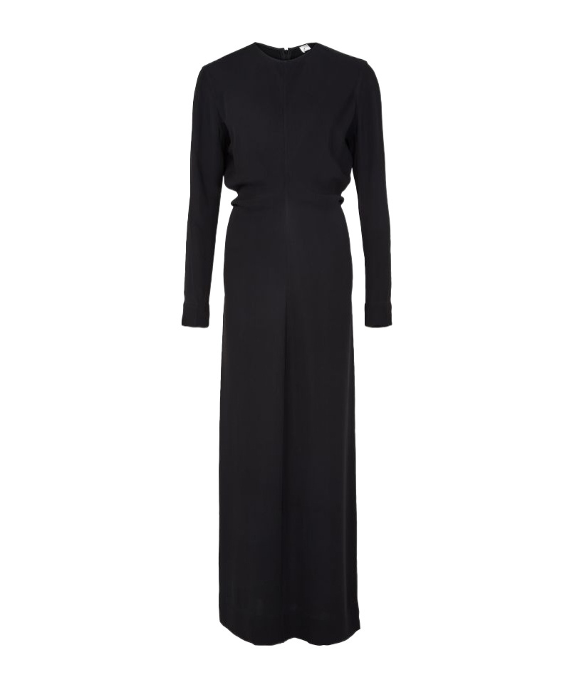 Totême Round Neck Long Sleeve Dress In Black