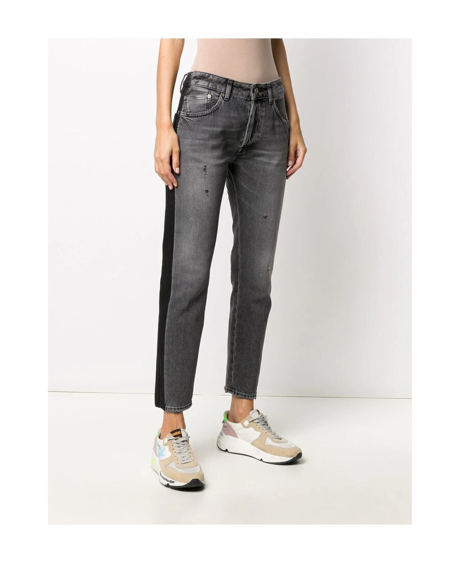 Golden Goose Contrast Stripe Cropped Jeans In Gray
