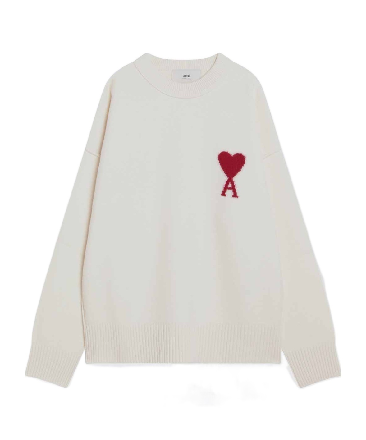 Ami Alexandre Mattiussi Ami Paris Ami De Coeur Crewneck Knitted Jumper In White