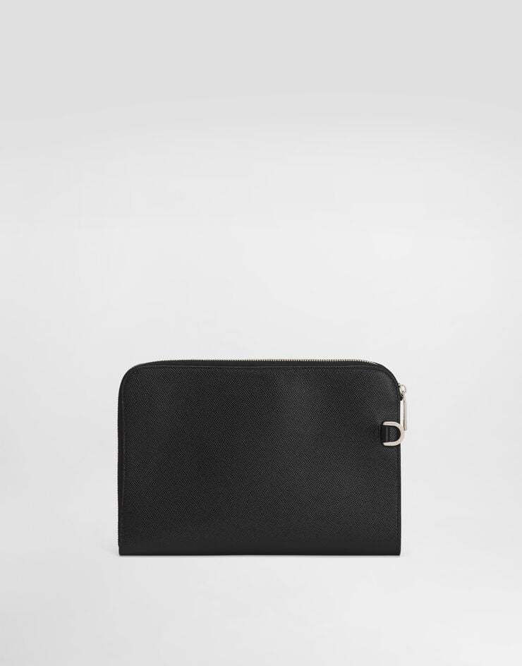 Dolce & Gabbana Black Clutch With Removable Wrist Strap And Logo Plaque On The Front In Black