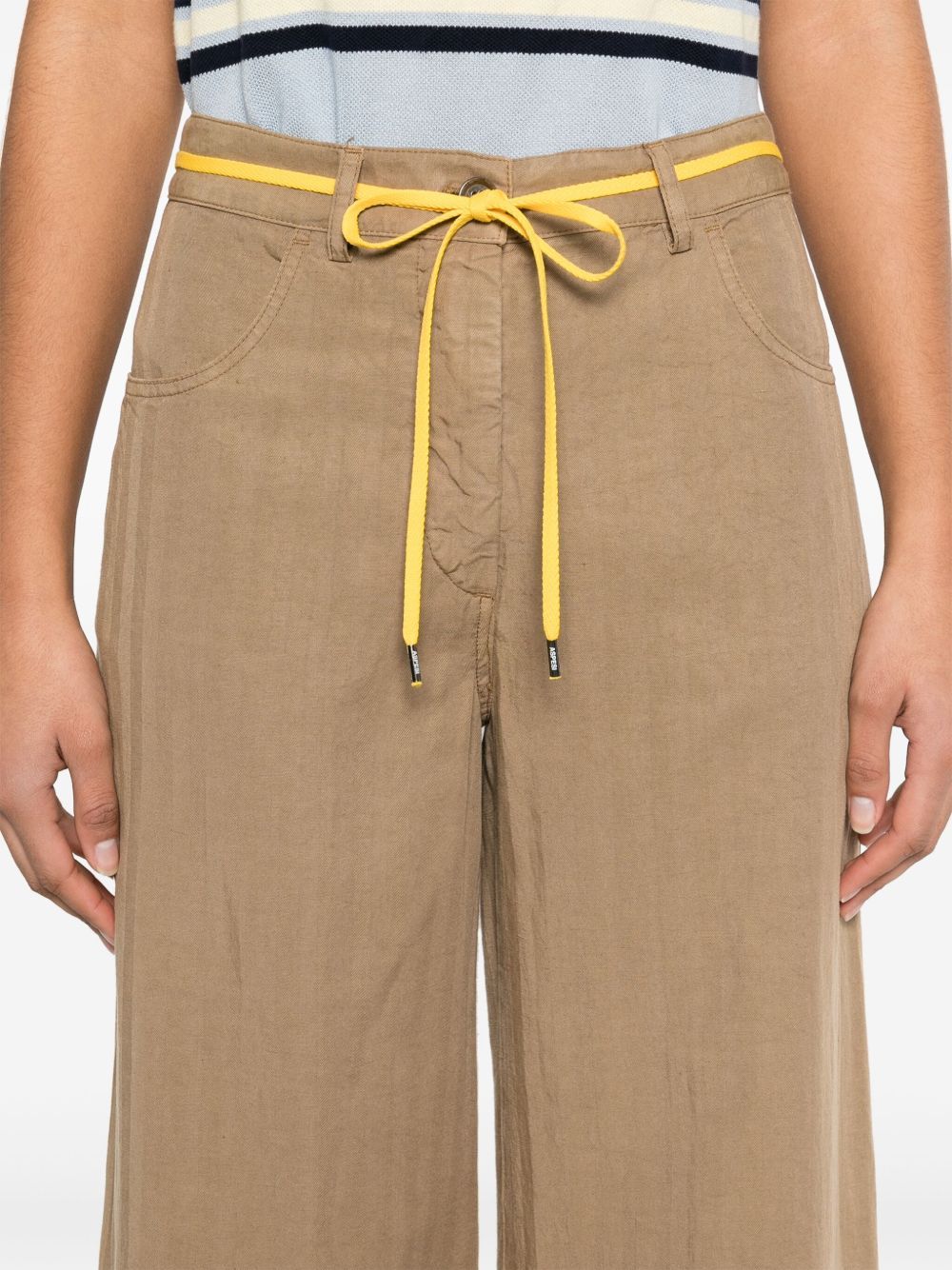 Aspesi Striped Wide-leg Trousers In Green