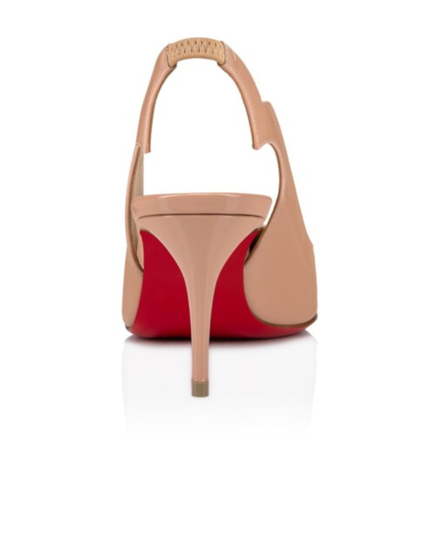 Christian Louboutin Women Hot Chick Patent Leather Slingback Decollete In Nude