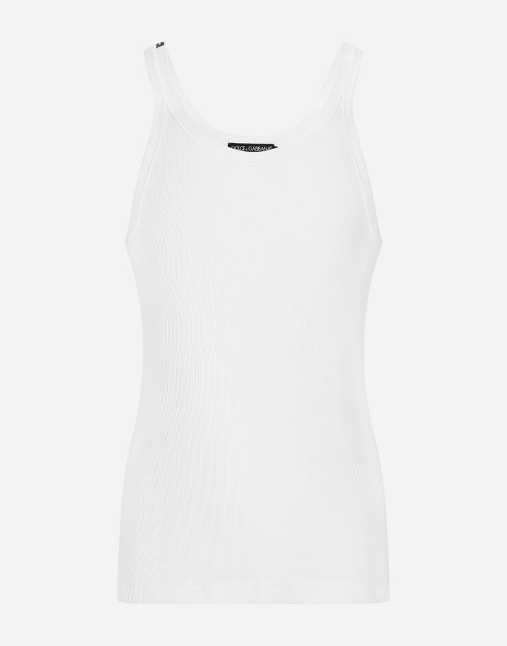 Dolce & Gabbana Dolce&gabbana White Ribbed Cotton Tank Top In White