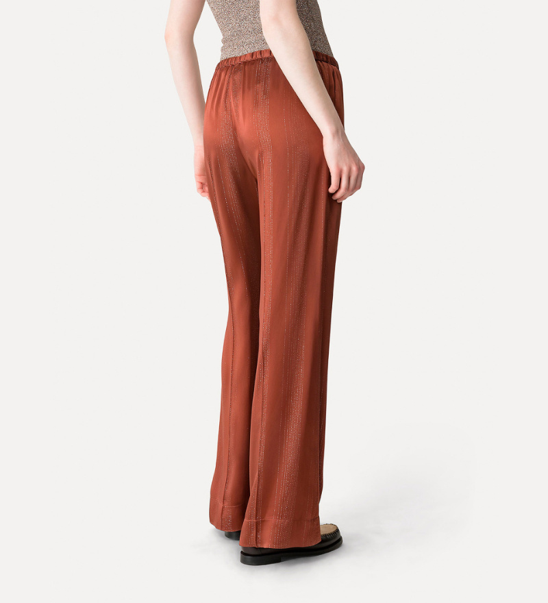 Forte Forte Silver Pinstripe Satin Regular Waist Pants In Red